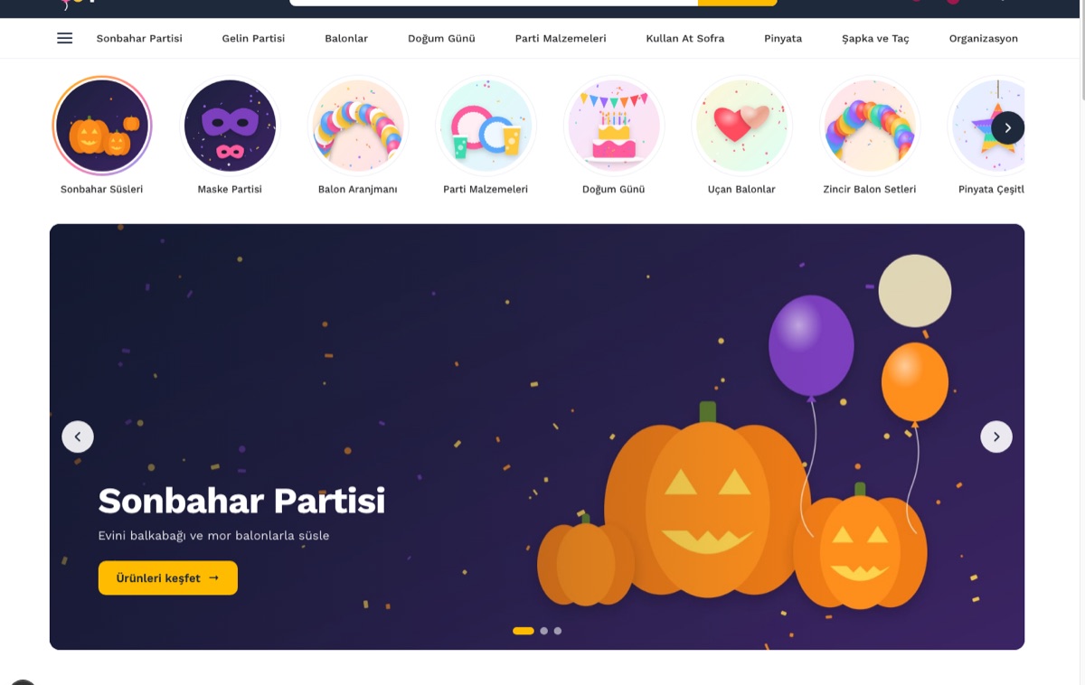 Partici teması ana sayfası